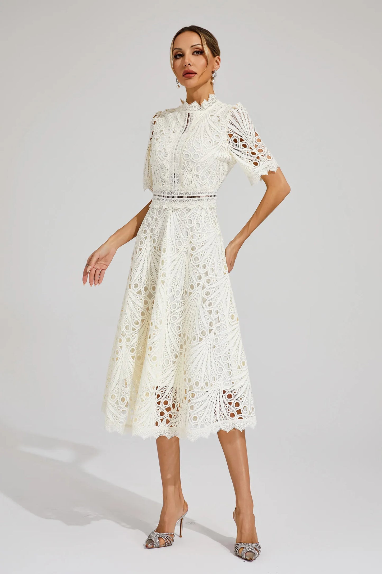 Liana | Elegant Lace Midi Dress For Women Wedding Guest Ready