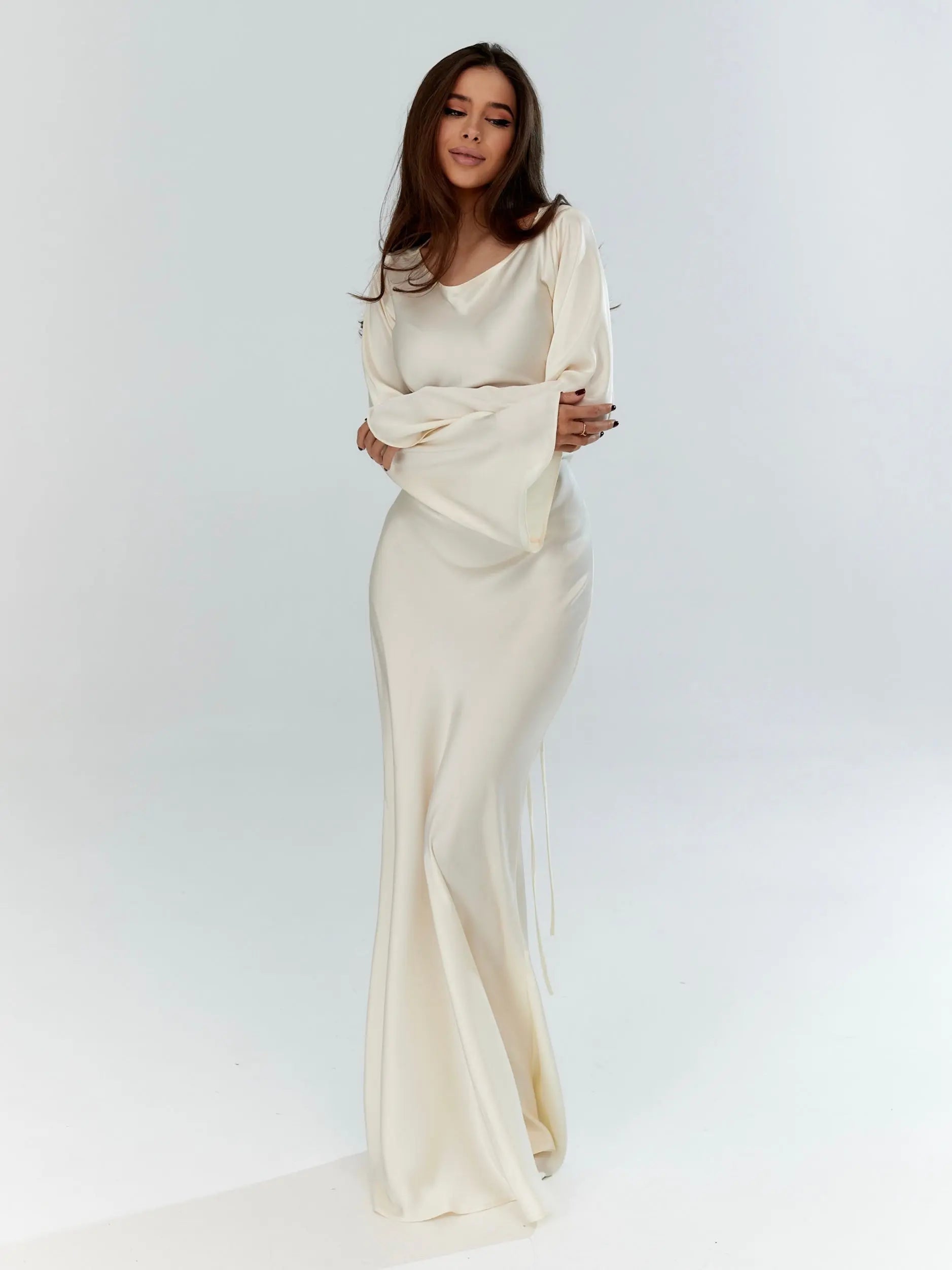 Women’s Long Sleeve Dress | Maxi With Clean Lines And Sleek Silhouette For Day To Night Wear, Effortless Maxi