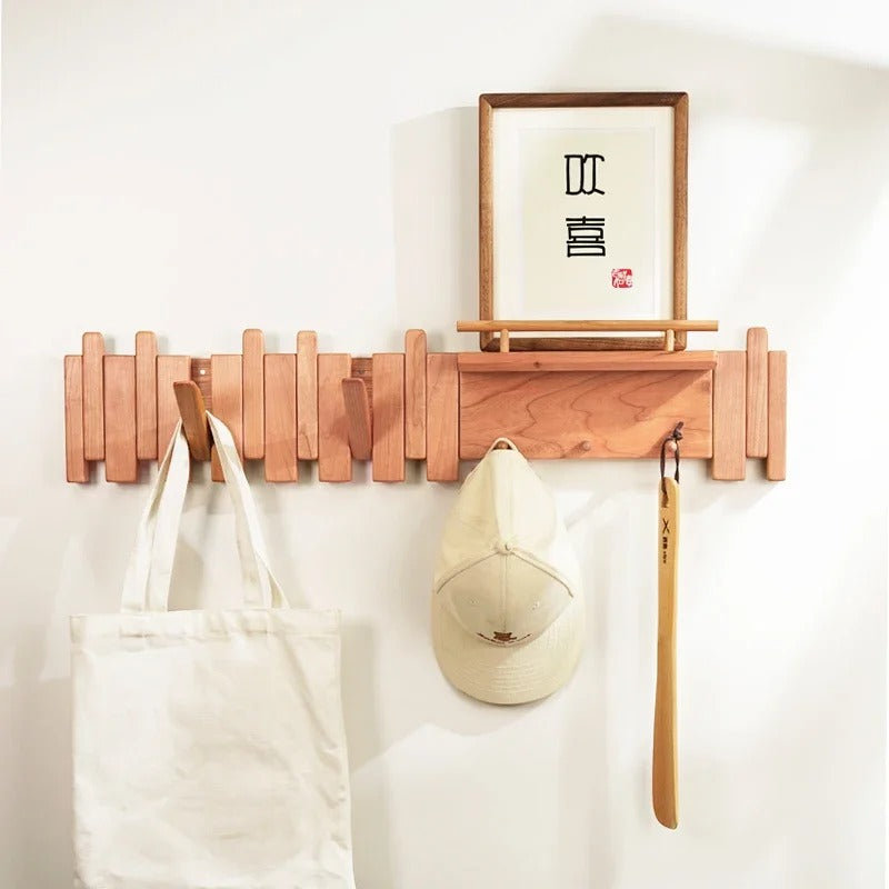 Piano Key Inspired Wall Mounted Coat Rack Solid Wood NALANI