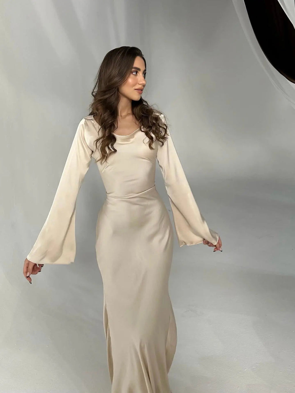 Women’s Long Sleeve Dress | Maxi With Clean Lines And Sleek Silhouette For Day To Night Wear, Effortless Maxi