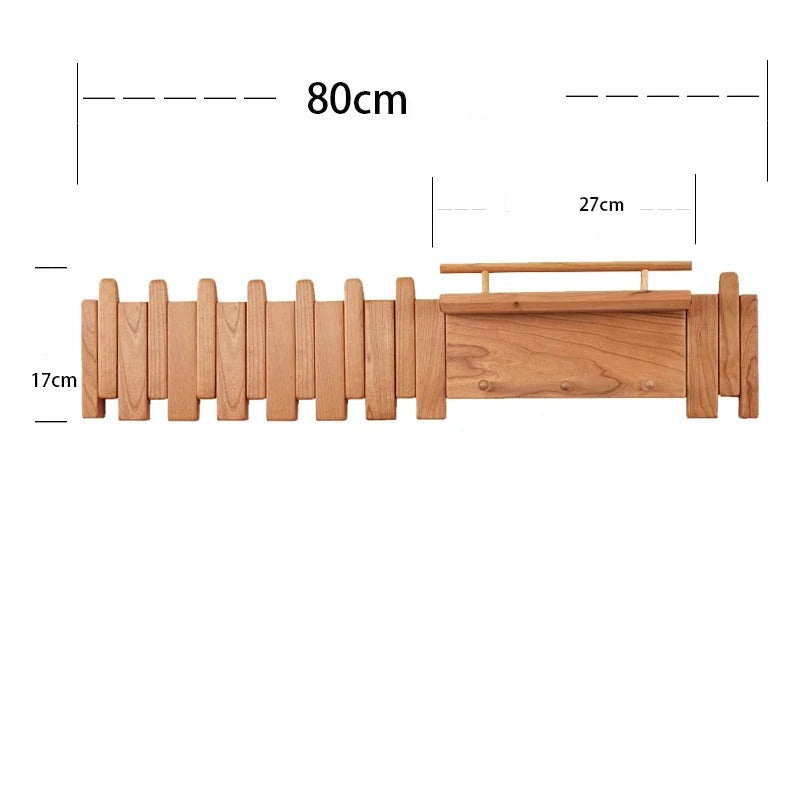 Piano Key Inspired Wall Mounted Coat Rack Solid Wood Oak 17x80cm NALANI