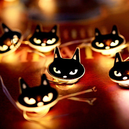 Halloween Black Cat LED String Lights for Spooky Decor NaLani
