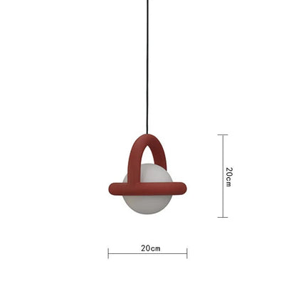 Acrylic Pendant Light With Colorful Globe Finish And LED Red NALANI