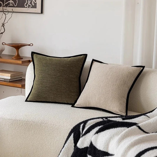 French Retro Black Border Cushion Covers Cotton Jacquard NALANI