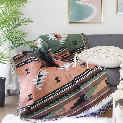 Vibrant Throw Blanket Collection with Braided Fringe Ends NaLani