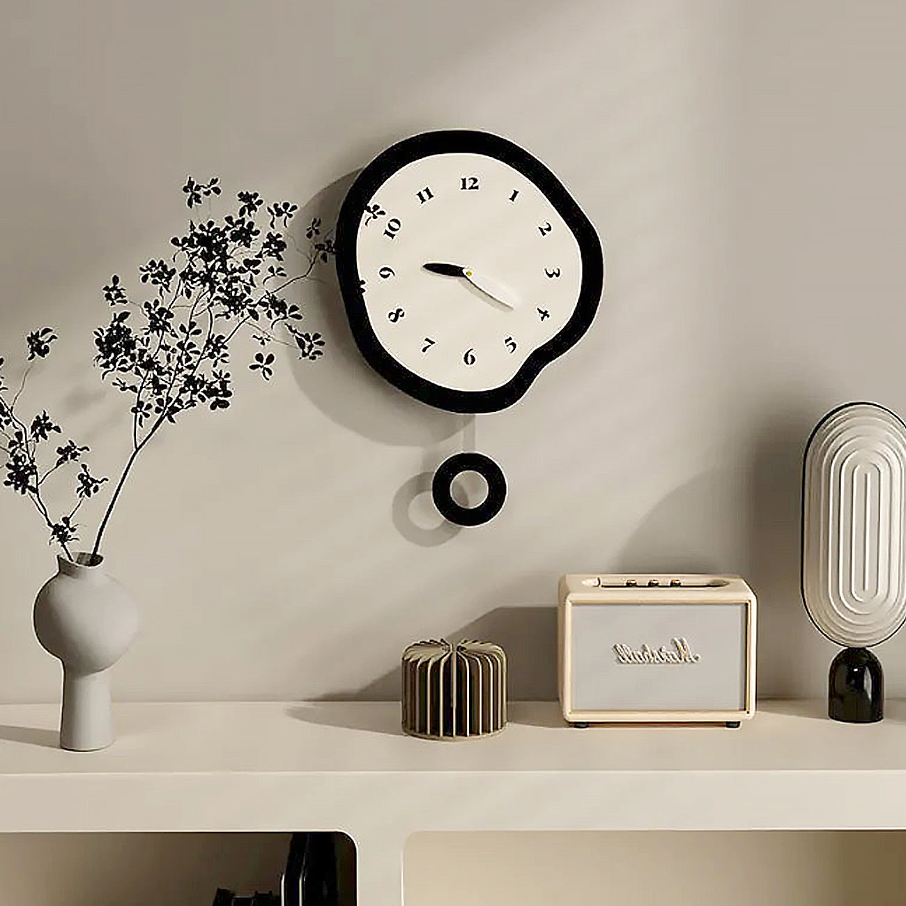 Sculpted Time Wall Clock Modern Art Design with Silent Movement NaLani