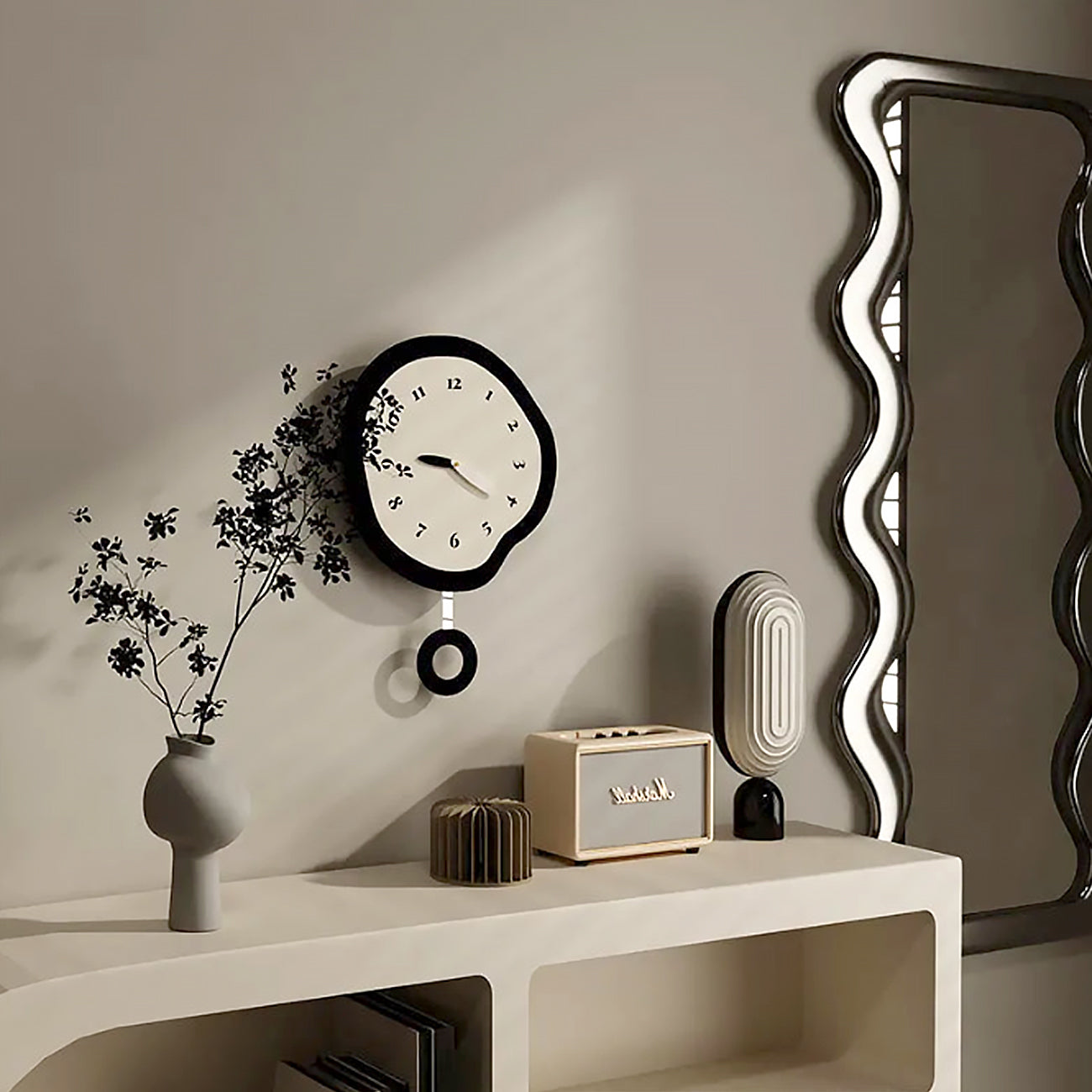 Sculpted Time Wall Clock Modern Art Design with Silent Movement NaLani