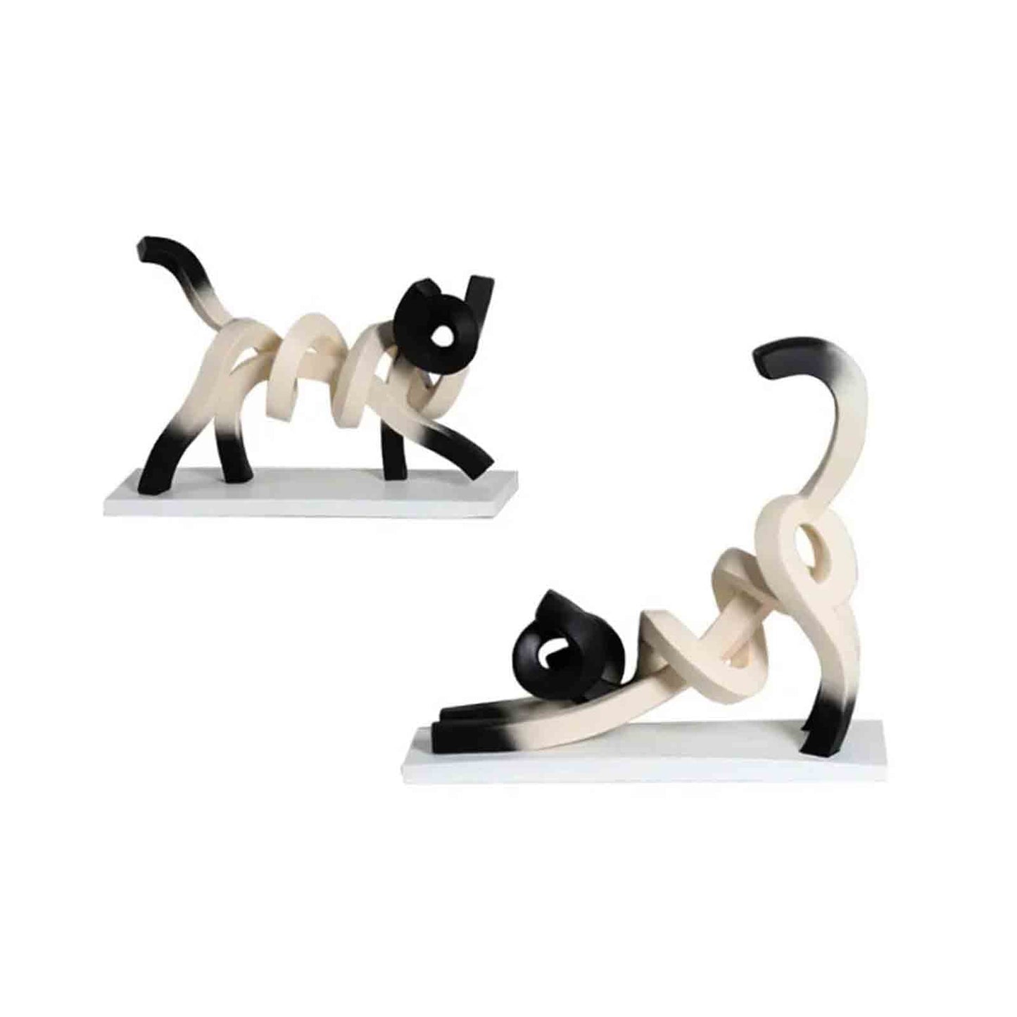Abstract Minimalist Twisted Siamese Cat Sculpture for Home Decor NALANI