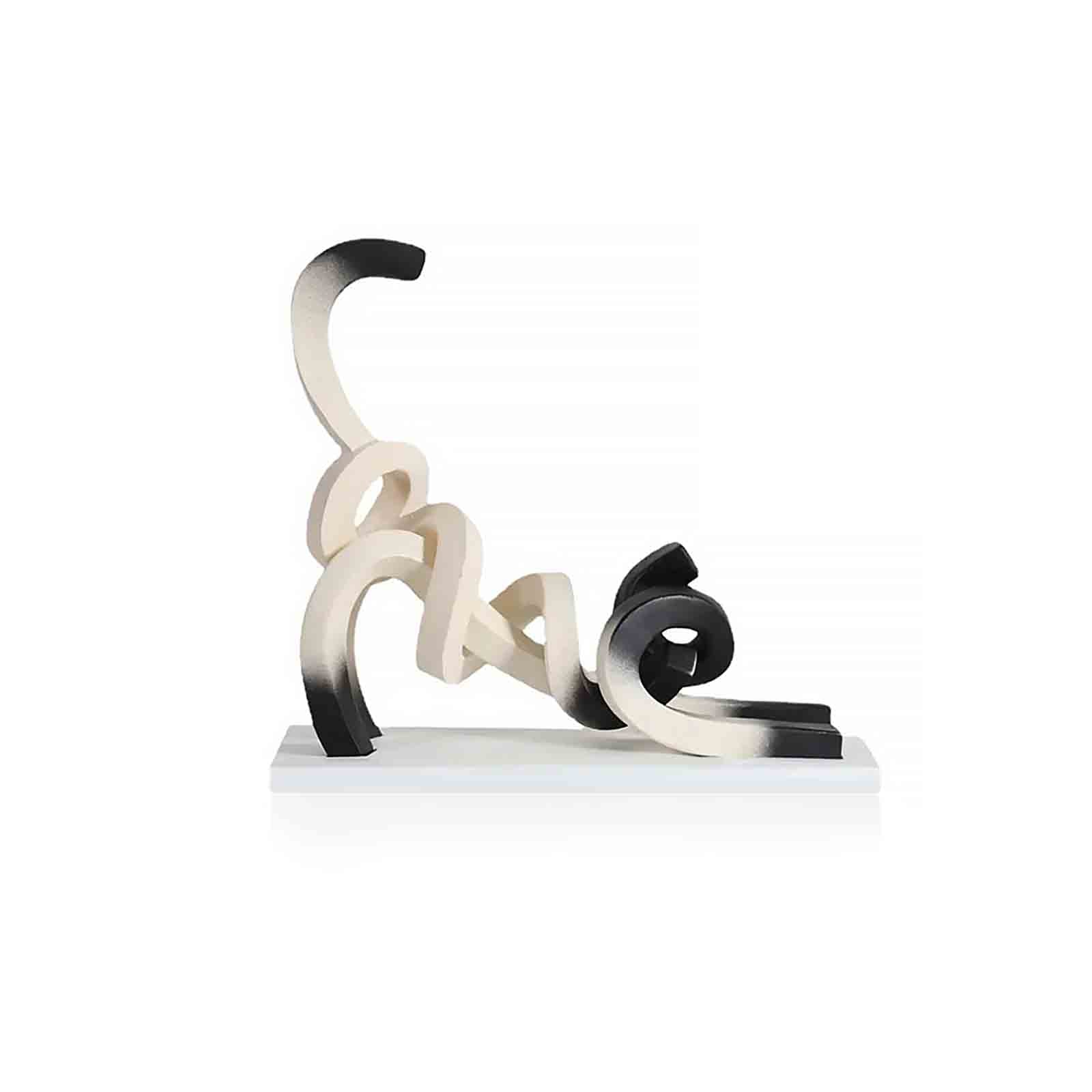 Abstract Minimalist Twisted Siamese Cat Sculpture for Home Decor Ivory Curl NALANI