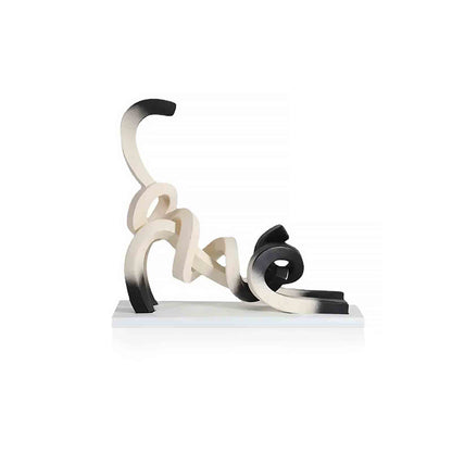 Abstract Minimalist Twisted Siamese Cat Sculpture for Home Decor Ivory Curl NALANI