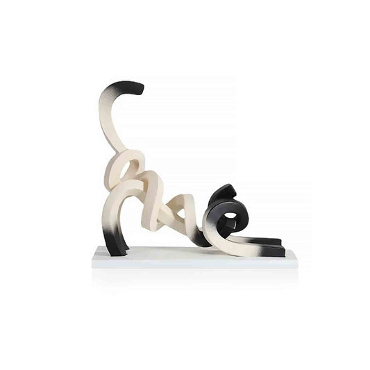 Abstract Minimalist Twisted Siamese Cat Sculpture for Home Decor Ivory Curl NALANI