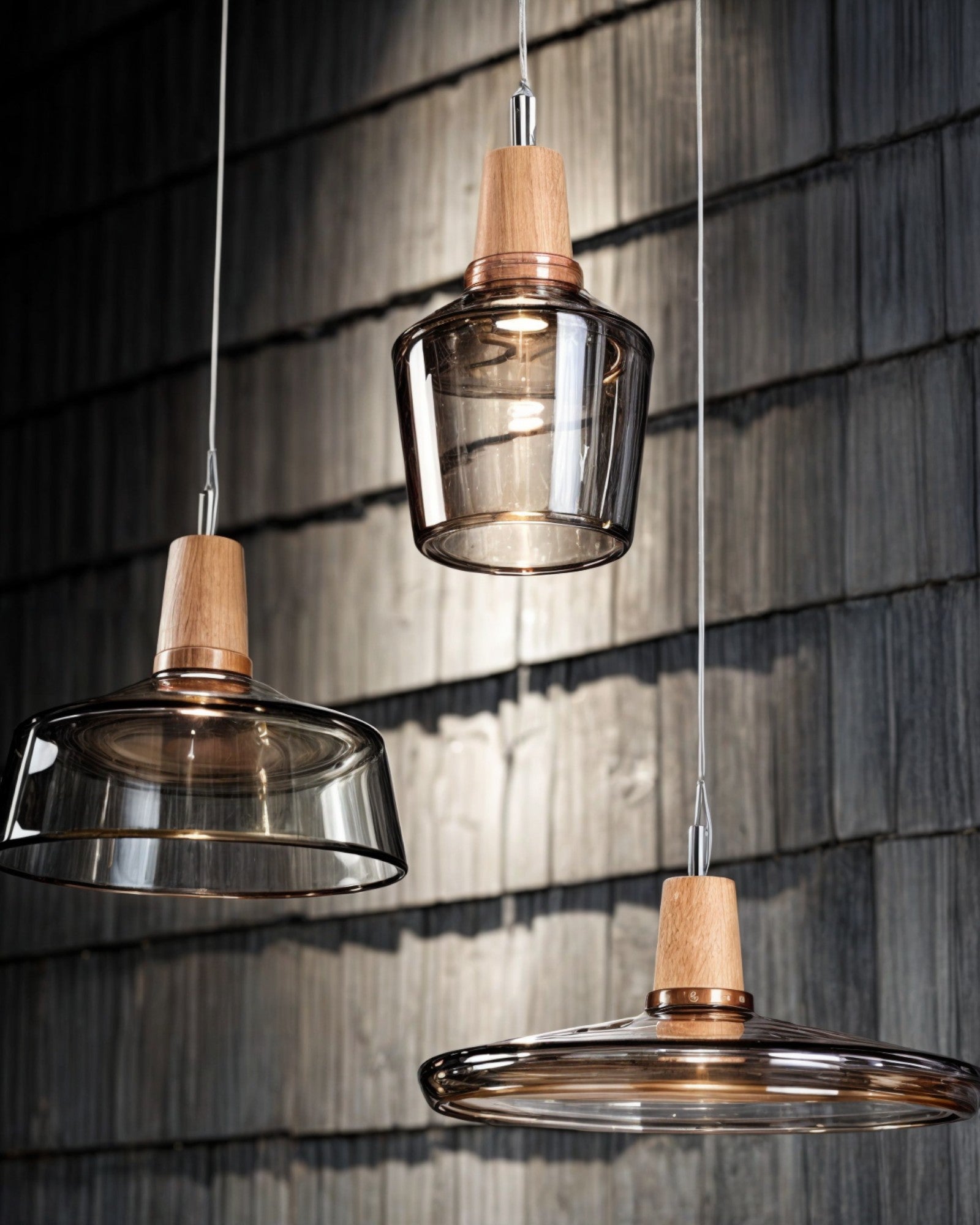 Navetti | Loft lamp - Modern Nordic glass lamps with wooden base, E27 NALANI