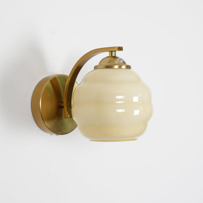 Art Deco Vintage Wall Lamp With White Glass Shade Modern ∅ 5.9″ x H 6.3″ Dia 15cm x H 16cm Gold+Beige NALANI