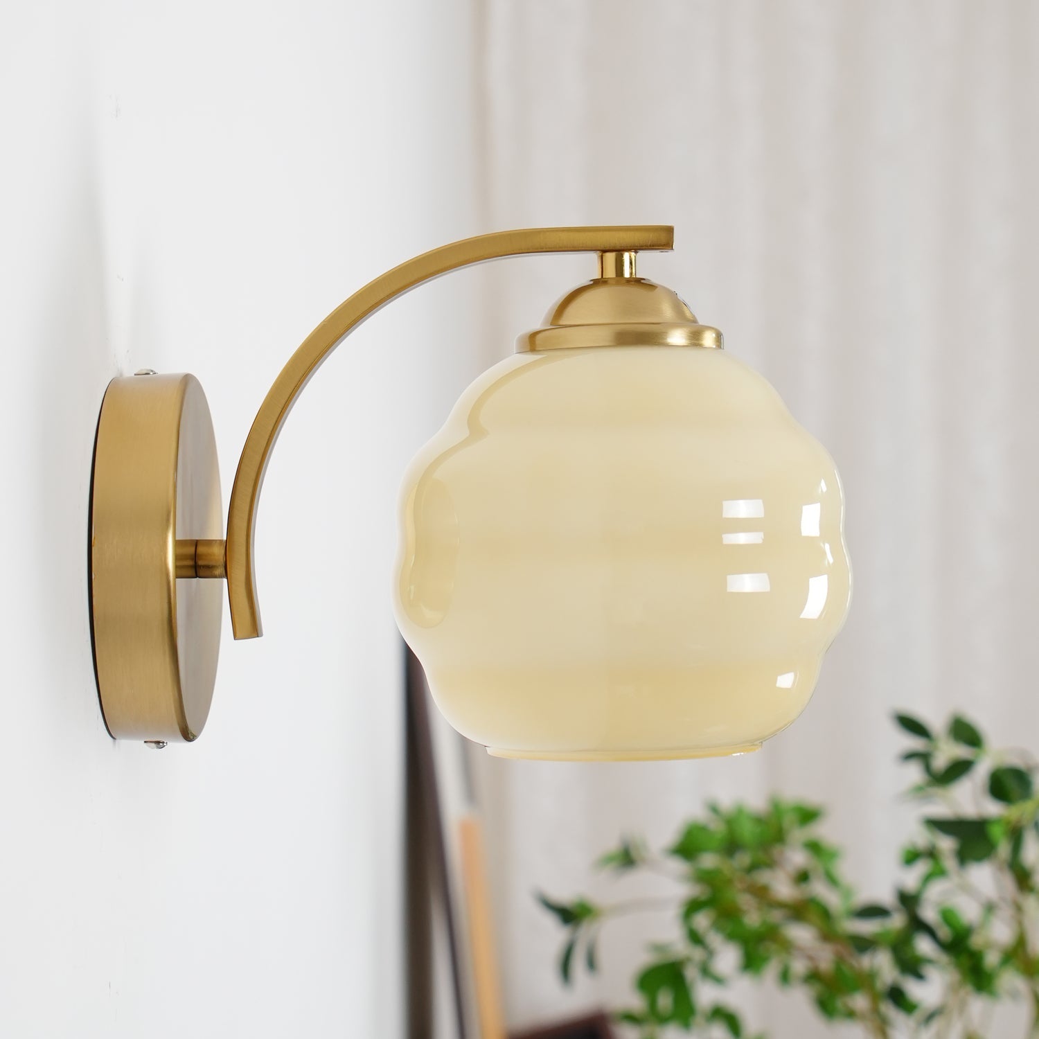 Art Deco Vintage Wall Lamp With White Glass Shade Modern NALANI