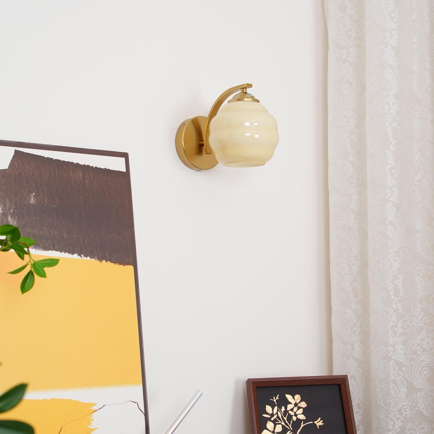 Art Deco Vintage Wall Lamp With White Glass Shade Modern NALANI