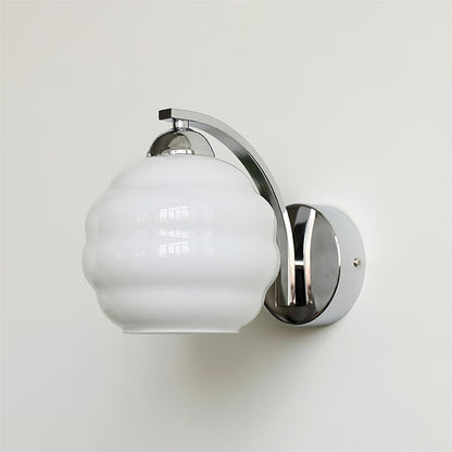 Art Deco Vintage Wall Lamp With White Glass Shade Modern ∅ 5.9″ x H 6.3″ Dia 15cm x H 16cm Chrome+White NALANI