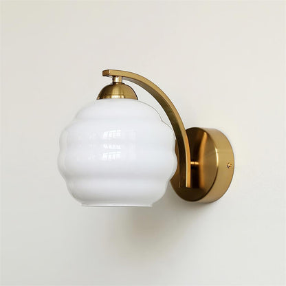 Art Deco Vintage Wall Lamp With White Glass Shade Modern ∅ 5.9″ x H 6.3″ Dia 15cm x H 16cm Gold+White NALANI