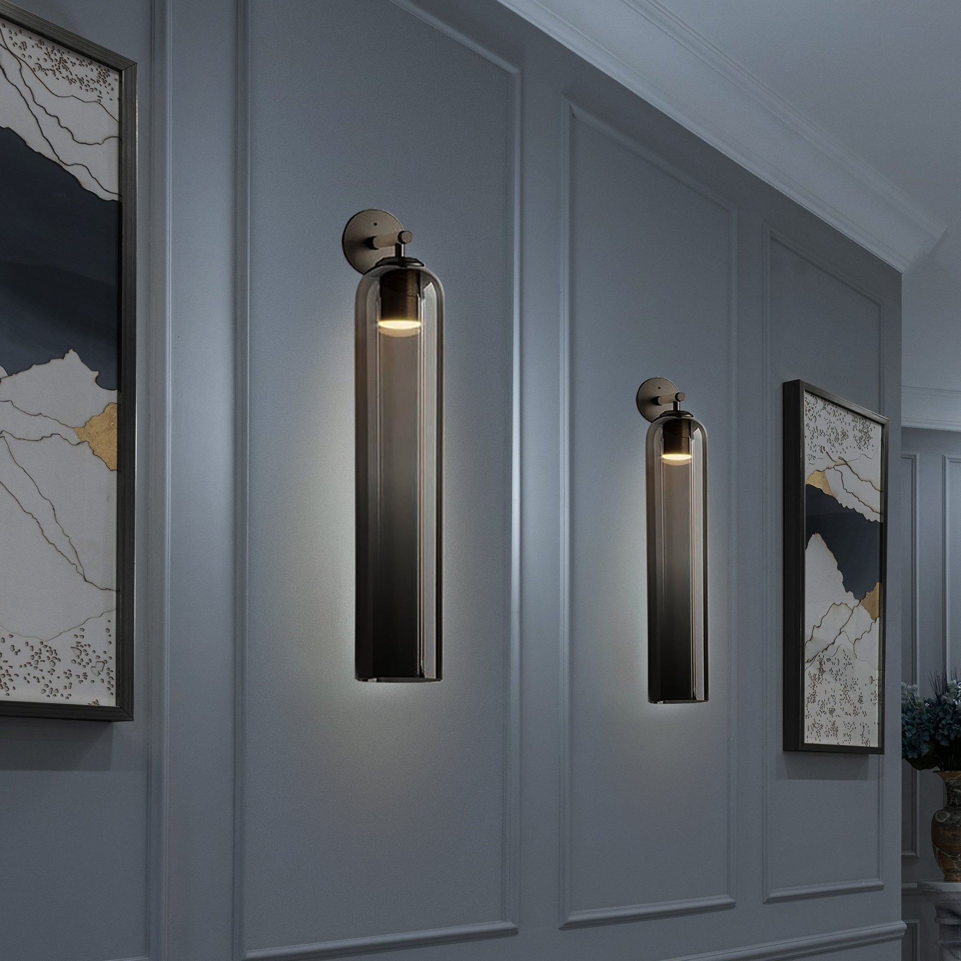 Elegant Art Glass Sconce With Luxe Cylindrical Lighting NALANI