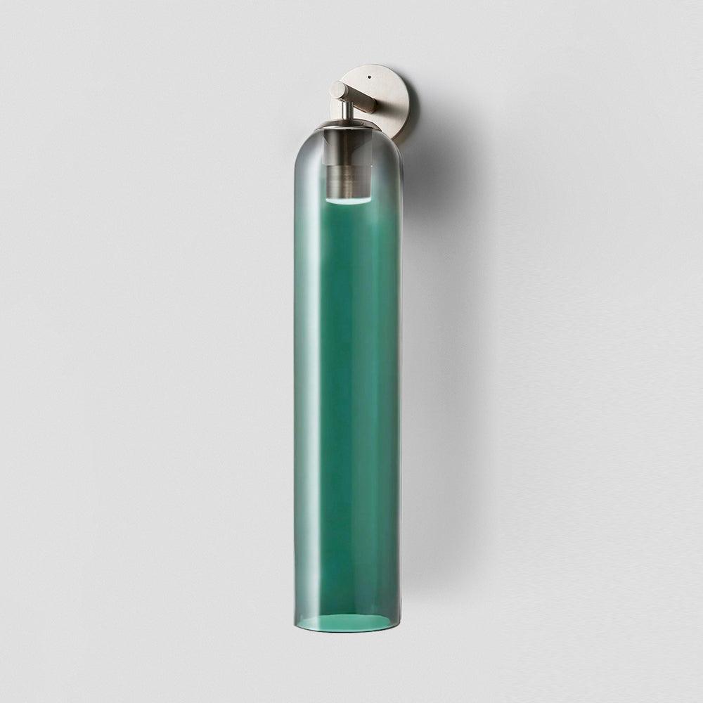 Elegant Art Glass Sconce With Luxe Cylindrical Lighting ∅ 3.9″ x H 18.9″ Dia 10cm x H 48cm Sand Nickel Green NALANI