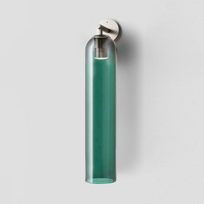 Elegant Art Glass Sconce With Luxe Cylindrical Lighting ∅ 3.9″ x H 18.9″ Dia 10cm x H 48cm Sand Nickel Green NALANI