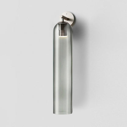 Elegant Art Glass Sconce With Luxe Cylindrical Lighting ∅ 3.9″ x H 18.9″ Dia 10cm x H 48cm Sand Nickel Smoke Gray NALANI