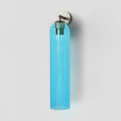 Elegant Art Glass Sconce With Luxe Cylindrical Lighting ∅ 3.9″ x H 18.9″ Dia 10cm x H 48cm Sand Nickel Sky Blue NALANI