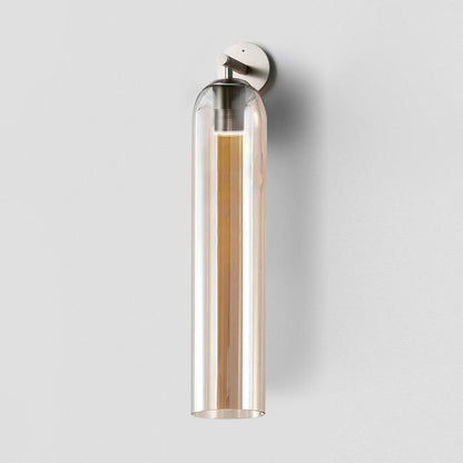 Elegant Art Glass Sconce With Luxe Cylindrical Lighting ∅ 3.9″ x H 18.9″ Dia 10cm x H 48cm Sand Nickel Amber NALANI