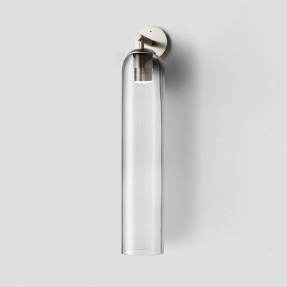 Elegant Art Glass Sconce With Luxe Cylindrical Lighting ∅ 3.9″ x H 18.9″ Dia 10cm x H 48cm Sand Nickel Clear NALANI