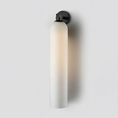 Elegant Art Glass Sconce With Luxe Cylindrical Lighting ∅ 3.9″ x H 18.9″ Dia 10cm x H 48cm Black Frosted White NALANI