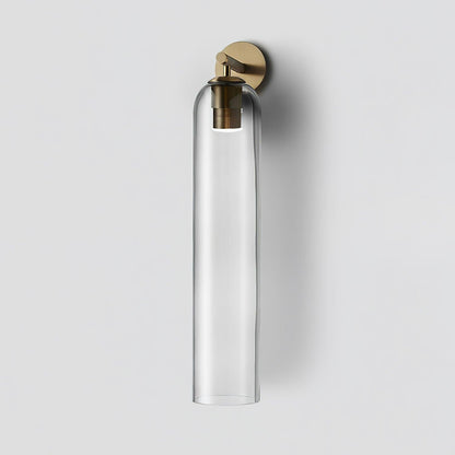 Elegant Art Glass Sconce With Luxe Cylindrical Lighting ∅ 3.9″ x H 18.9″ Dia 10cm x H 48cm Gold Clear NALANI