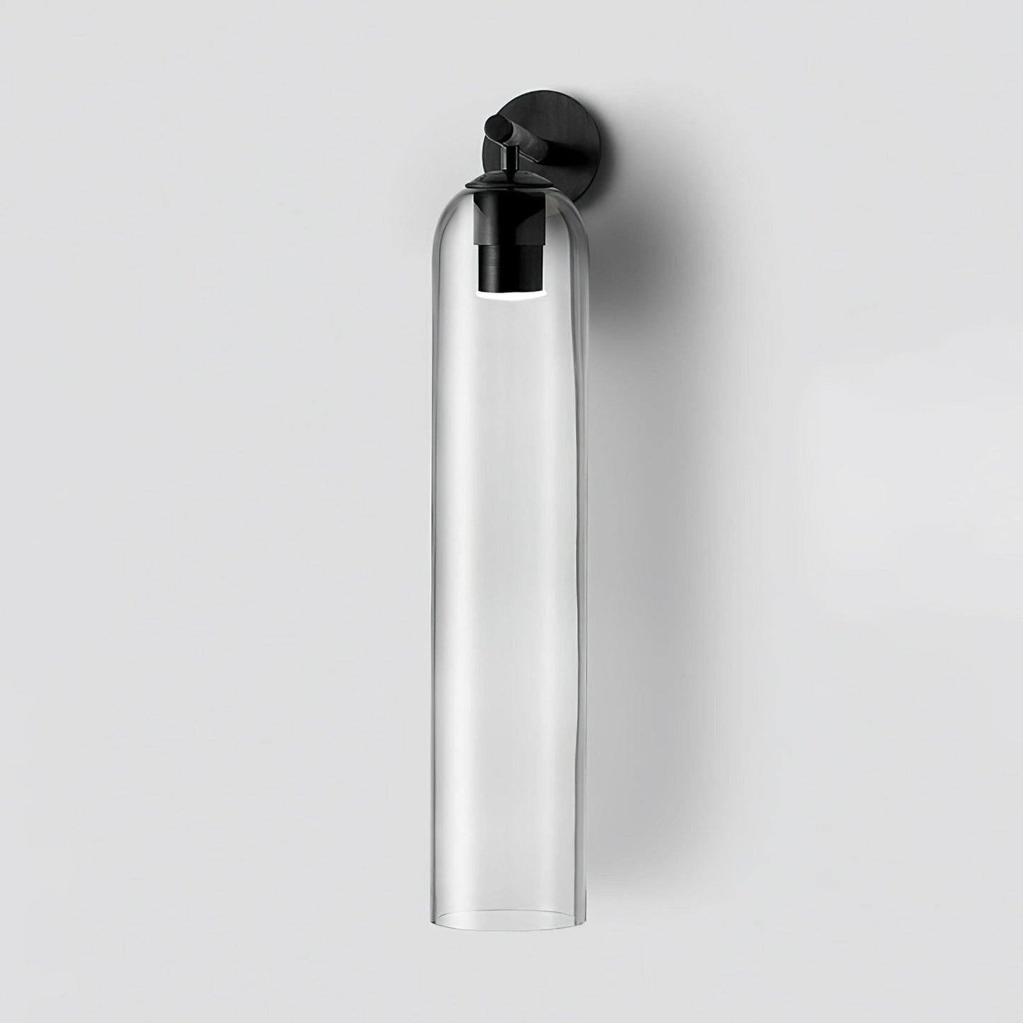 Elegant Art Glass Sconce With Luxe Cylindrical Lighting ∅ 3.9″ x H 18.9″ Dia 10cm x H 48cm Black Clear NALANI