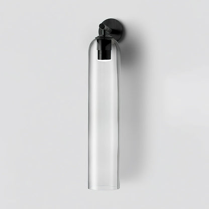 Elegant Art Glass Sconce With Luxe Cylindrical Lighting ∅ 3.9″ x H 18.9″ Dia 10cm x H 48cm Black Clear NALANI