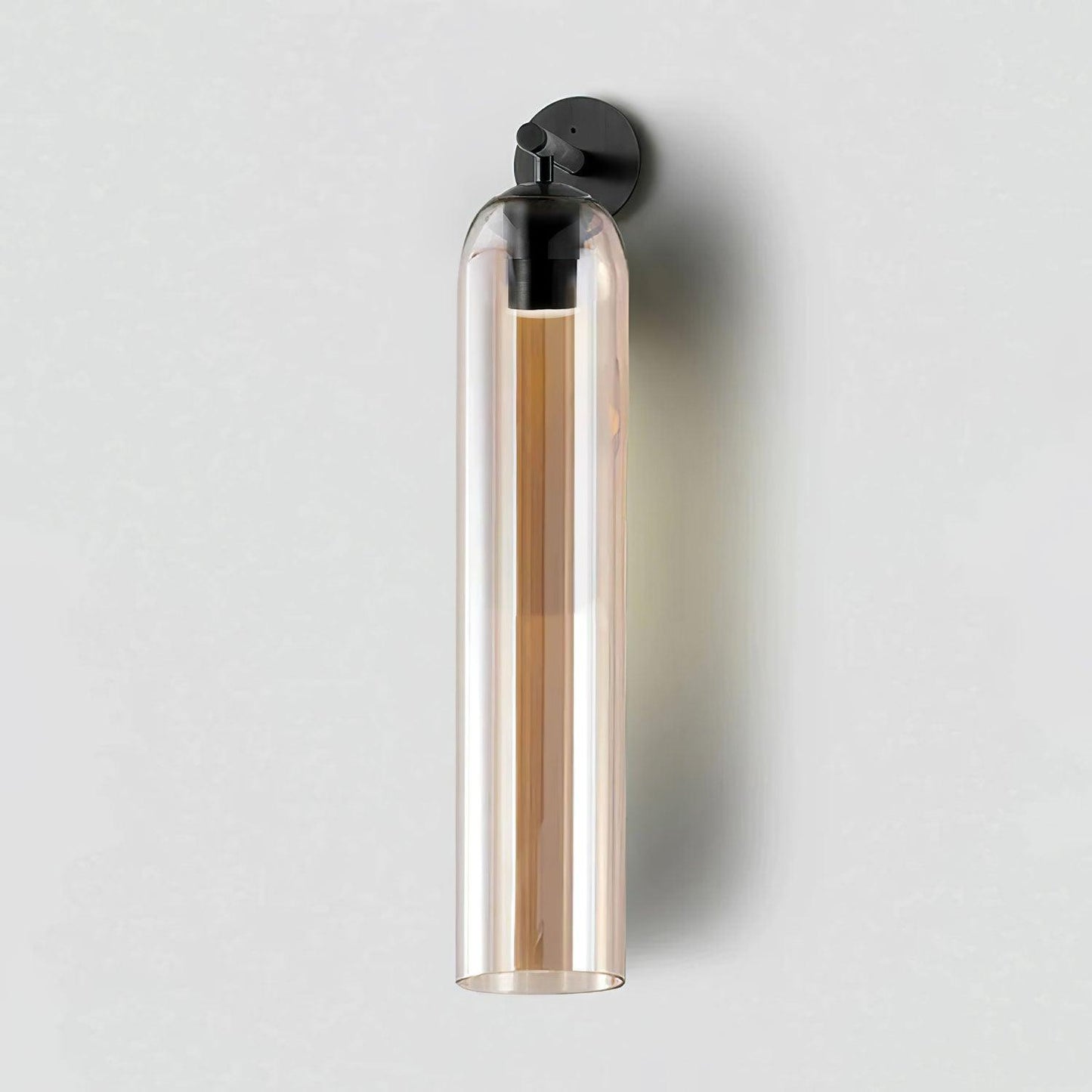 Elegant Art Glass Sconce With Luxe Cylindrical Lighting ∅ 3.9″ x H 18.9″ Dia 10cm x H 48cm Black Amber NALANI