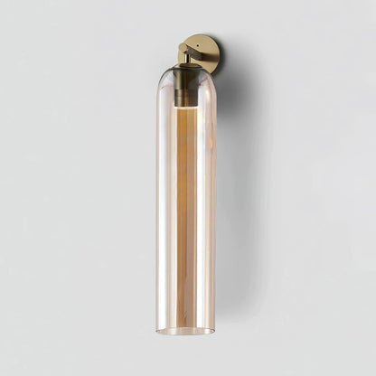 Elegant Art Glass Sconce With Luxe Cylindrical Lighting ∅ 3.9″ x H 18.9″ Dia 10cm x H 48cm Gold Amber NALANI