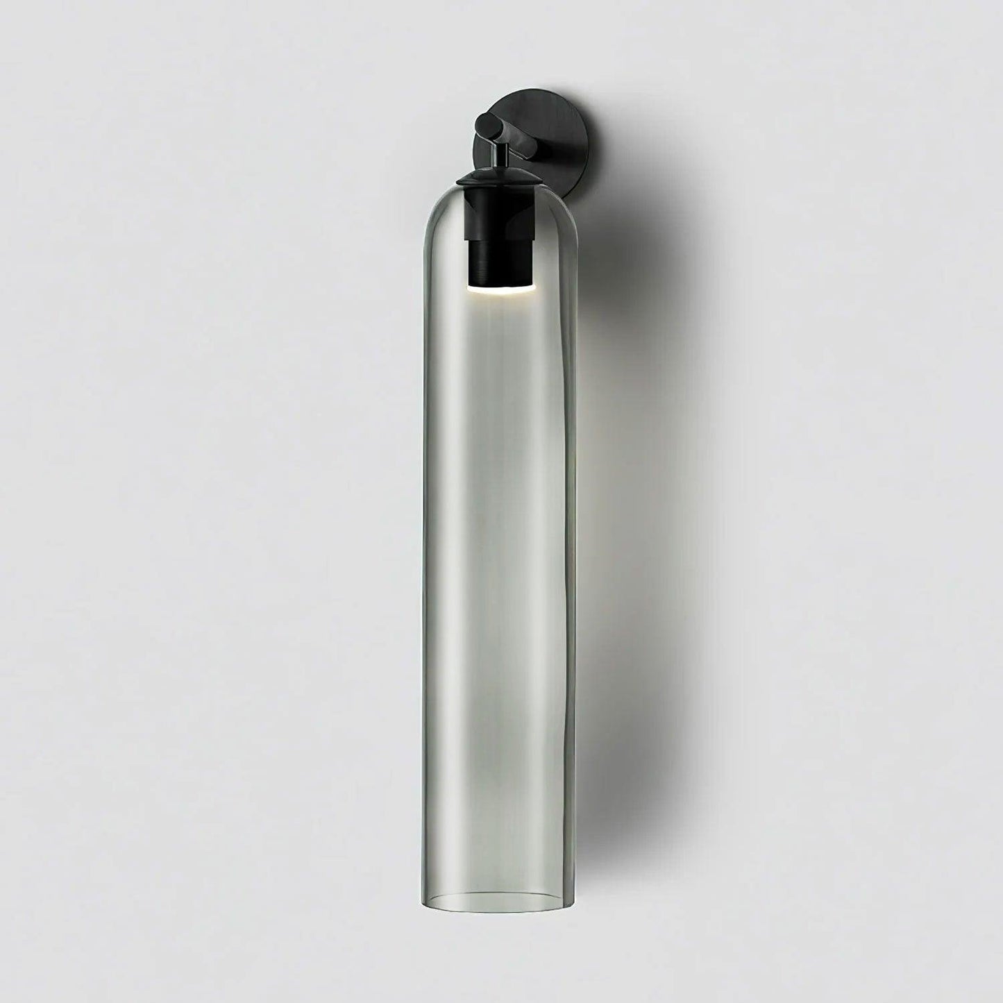 Elegant Art Glass Sconce With Luxe Cylindrical Lighting ∅ 3.9″ x H 18.9″ Dia 10cm x H 48cm Black Smoke Gray NALANI