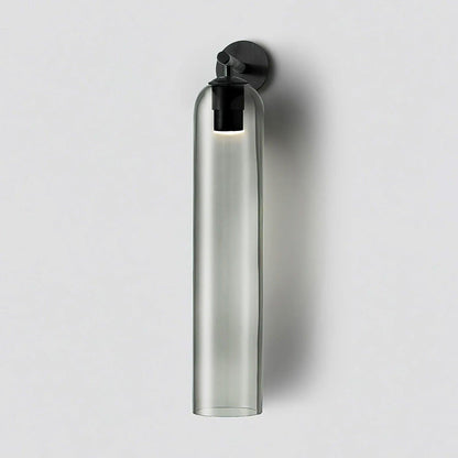 Elegant Art Glass Sconce With Luxe Cylindrical Lighting ∅ 3.9″ x H 18.9″ Dia 10cm x H 48cm Black Smoke Gray NALANI