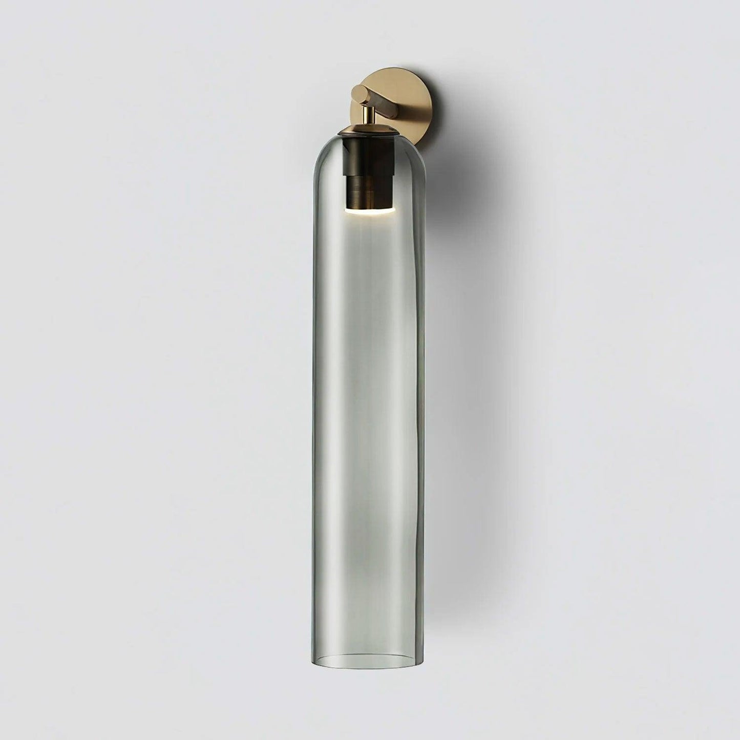 Elegant Art Glass Sconce With Luxe Cylindrical Lighting ∅ 3.9″ x H 18.9″ Dia 10cm x H 48cm Gold Smoke Gray NALANI
