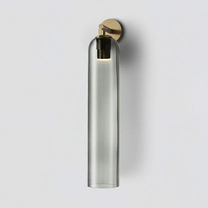 Elegant Art Glass Sconce With Luxe Cylindrical Lighting ∅ 3.9″ x H 18.9″ Dia 10cm x H 48cm Gold Smoke Gray NALANI