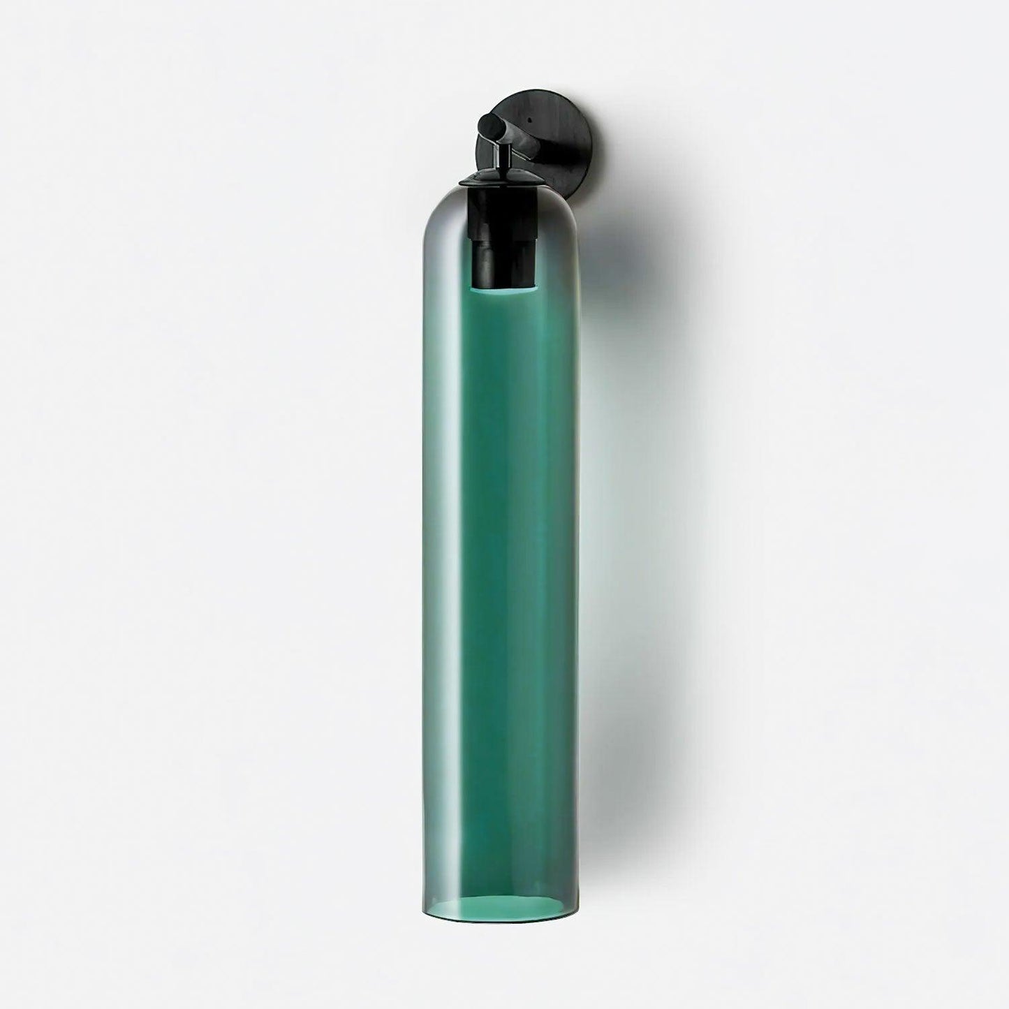 Elegant Art Glass Sconce With Luxe Cylindrical Lighting ∅ 3.9″ x H 18.9″ Dia 10cm x H 48cm Black Green NALANI