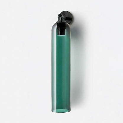 Elegant Art Glass Sconce With Luxe Cylindrical Lighting ∅ 3.9″ x H 18.9″ Dia 10cm x H 48cm Black Green NALANI