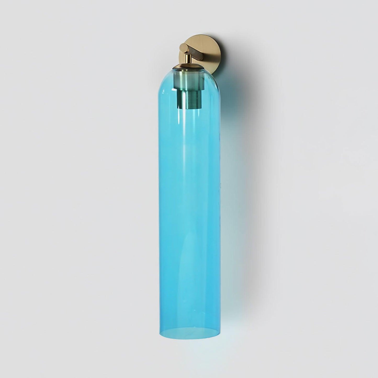 Elegant Art Glass Sconce With Luxe Cylindrical Lighting ∅ 3.9″ x H 18.9″ Dia 10cm x H 48cm Gold Sky Blue NALANI