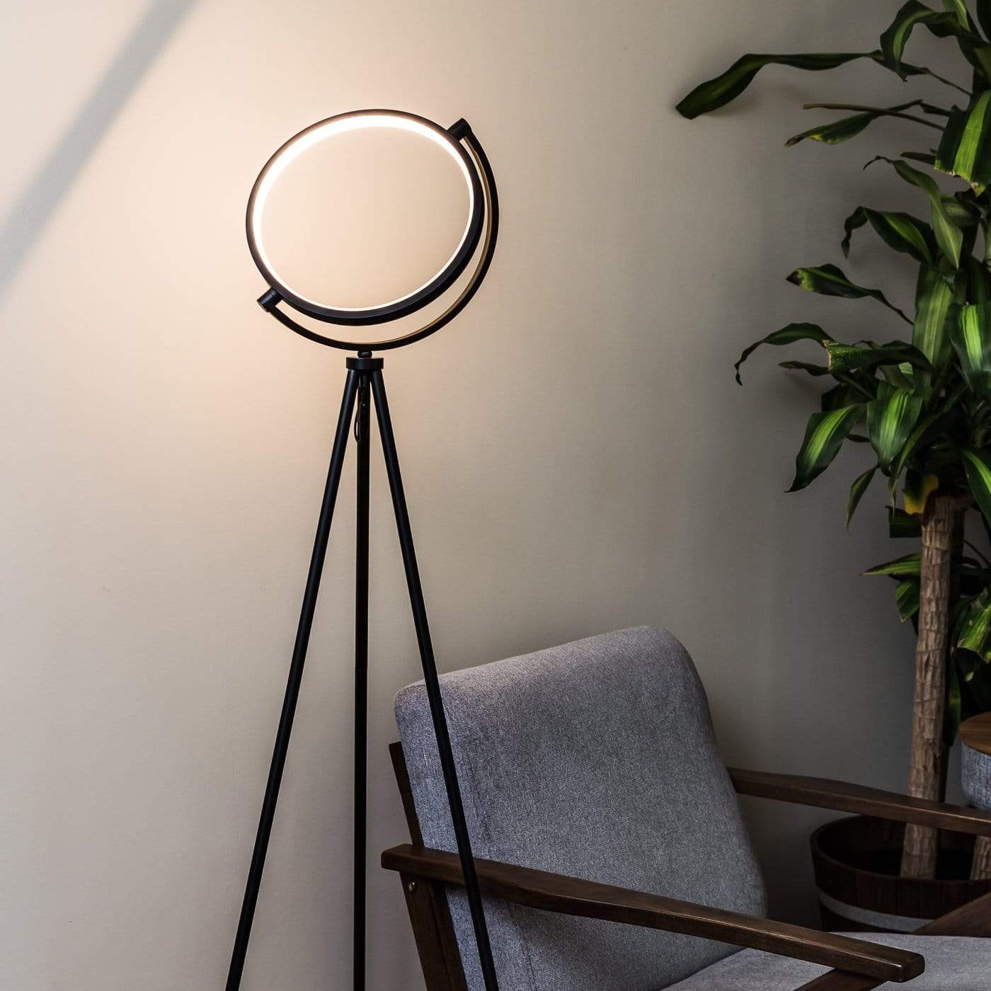 Halo Floor Lamp - Modern LED Lighting, Slim Design, Black Finish NALANI