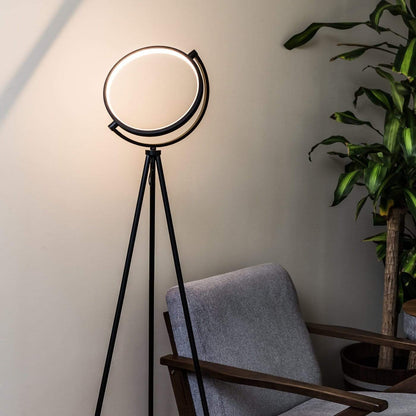 Halo Floor Lamp - Modern LED Lighting, Slim Design, Black Finish NALANI