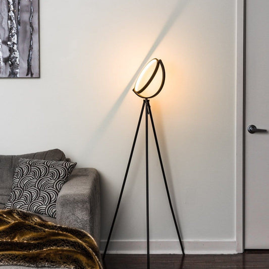 Halo Floor Lamp - Modern LED Lighting, Slim Design, Black Finish NALANI