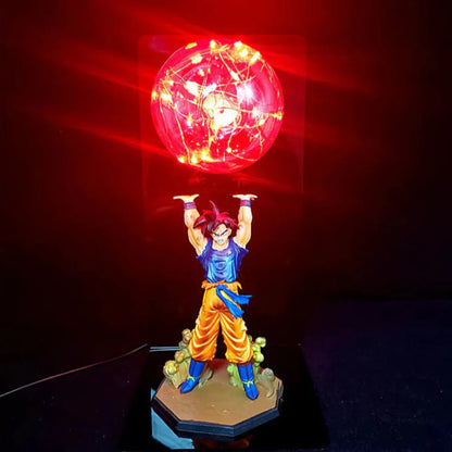 Lucento - Saiyan Power LED Lamp With Goku Figure Night Light Red NALANI