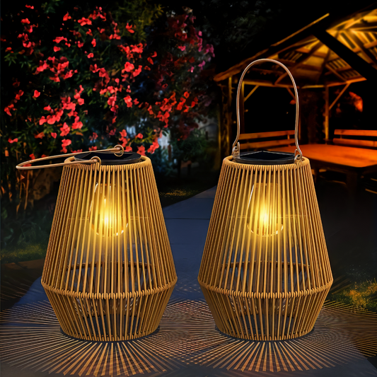 Solar Outdoor Lantern With Woven Look For Garden Patio NALANI