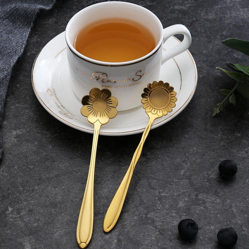 Floral Teaspoon Set Stainless Steel With Flower Design NALANI