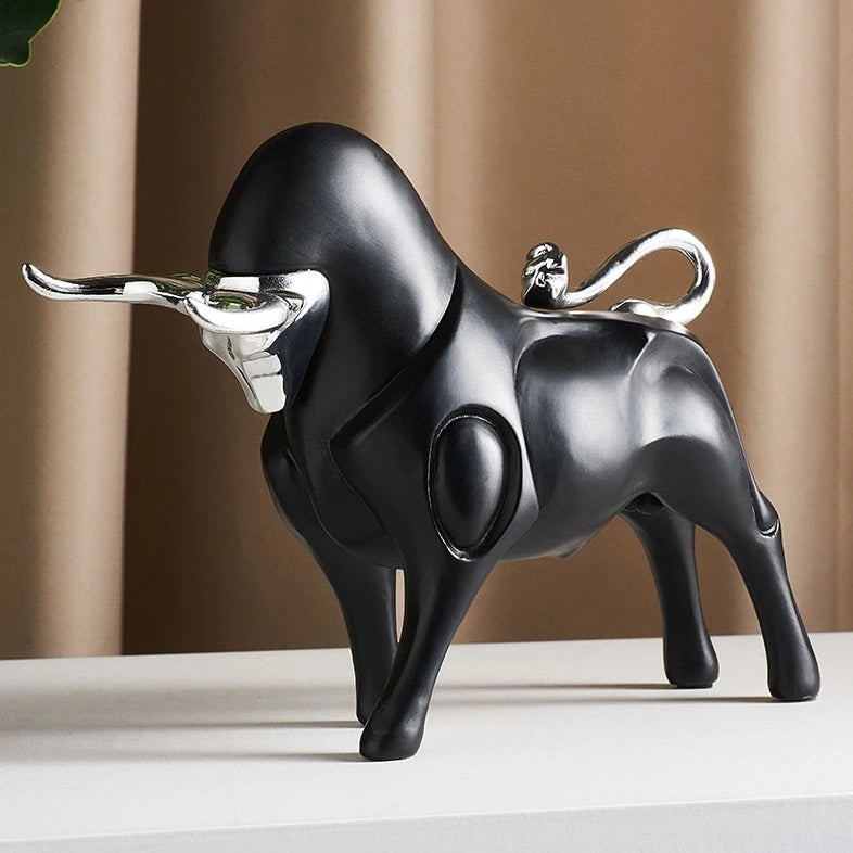 Modern Red and Black Bull Sculptures for Strength and Elegance NaLani