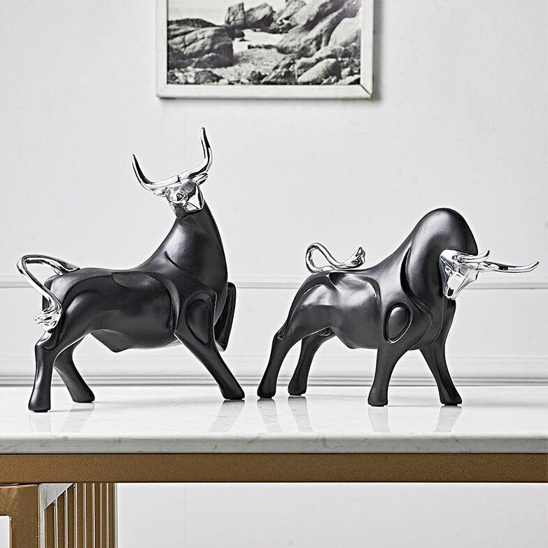 Modern Red and Black Bull Sculptures for Strength and Elegance NaLani
