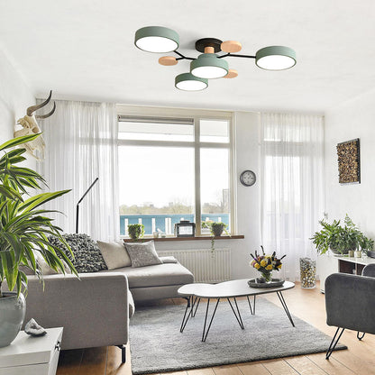 Contemporary Round Iron LED Semi-Flush Chandelier NALANI